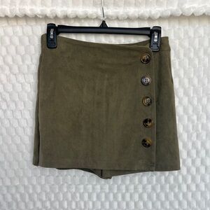 Altar'd State Faux Suede Olive Green Skort Women's Size Small Y2K